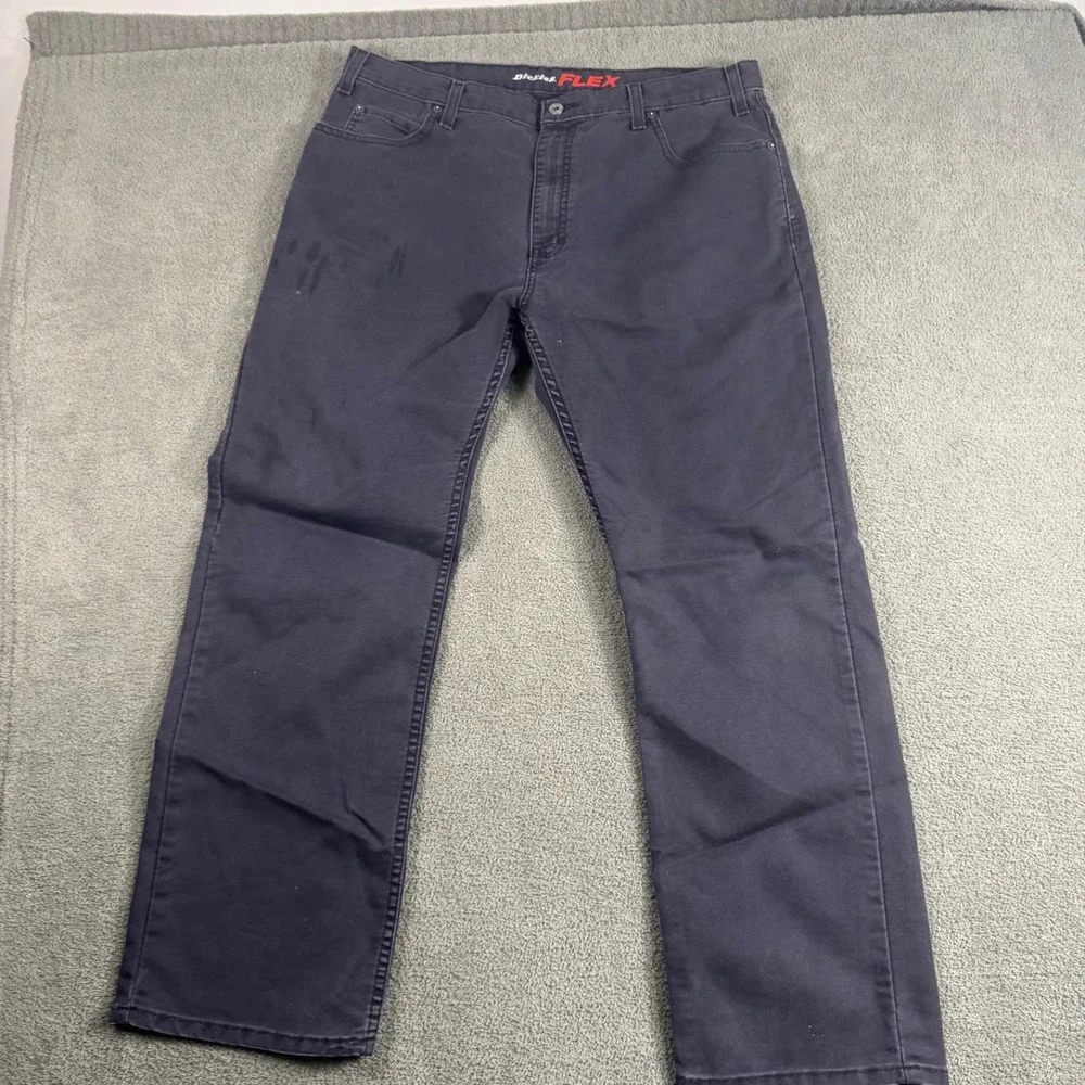 Dickies Flex Regular Fit Straight Leg Pants Mens 38x32 Black DP803SBK Canvas